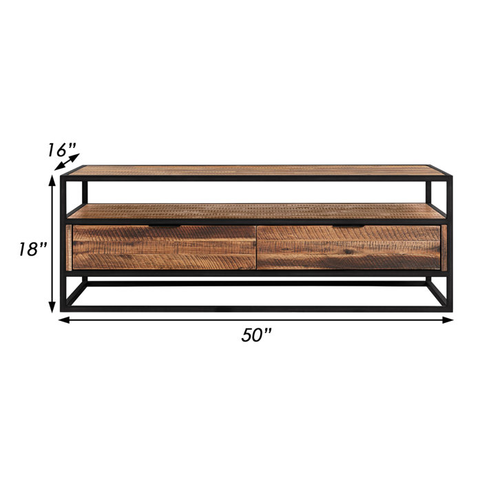 17 Stories Dorleus 66" Wide Rectangle Coffee Table with Shelf in Acacia